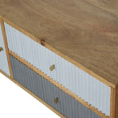 Line Grey Painted TV Media Unit | Oak-Ish Solid Mango Wood