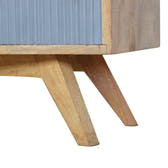 Line Grey Painted TV Media Unit | Oak-Ish Solid Mango Wood