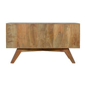 Line Grey Painted TV Media Unit | Oak-Ish Solid Mango Wood