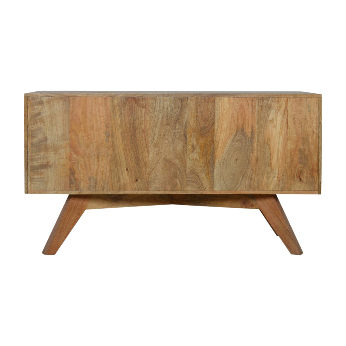 Line Grey Painted TV Media Unit | Oak-Ish Solid Mango Wood