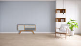 Line Grey Painted TV Media Unit | Oak-Ish Solid Mango Wood