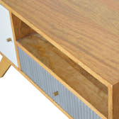 Line Grey Media Unit with Open Slot | Oak-Ish Solid Mango Wood