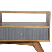 Line Grey Media Unit with Open Slot | Oak-Ish Solid Mango Wood
