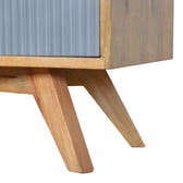 Line Grey Media Unit with Open Slot | Oak-Ish Solid Mango Wood