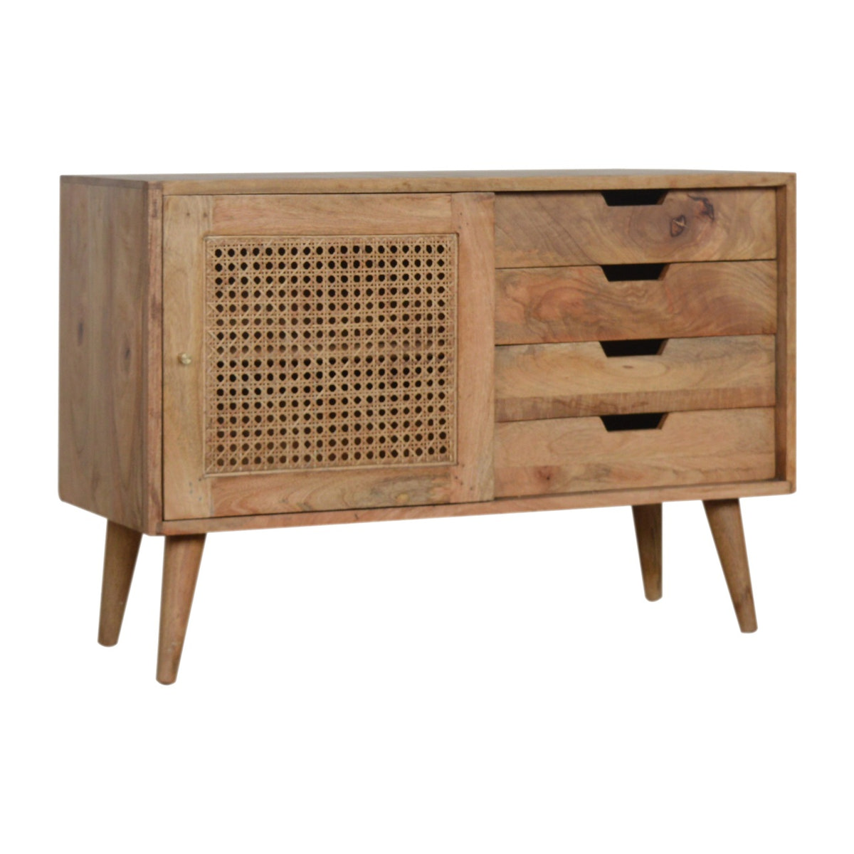 Larissa Cabinet with 4-Drawers Chest of Drawers | Oak-Ish Solid Mango Wood