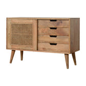 Larissa Cabinet with 4-Drawers Chest of Drawers | Oak-Ish Solid Mango Wood