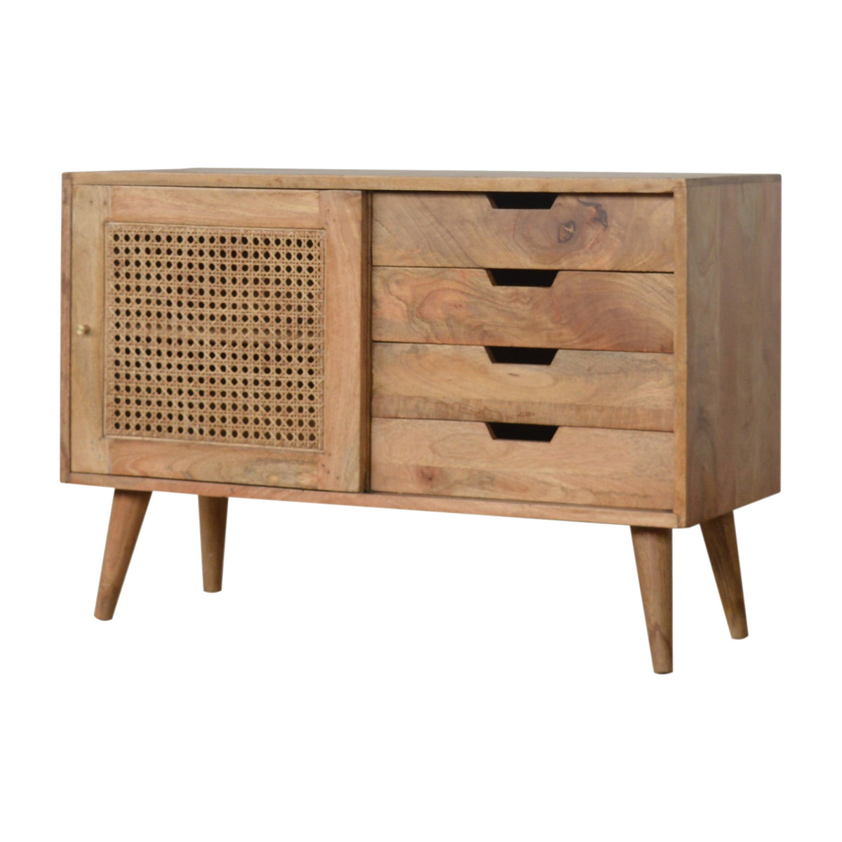 Larissa Cabinet with 4-Drawers Chest of Drawers | Oak-Ish Solid Mango Wood