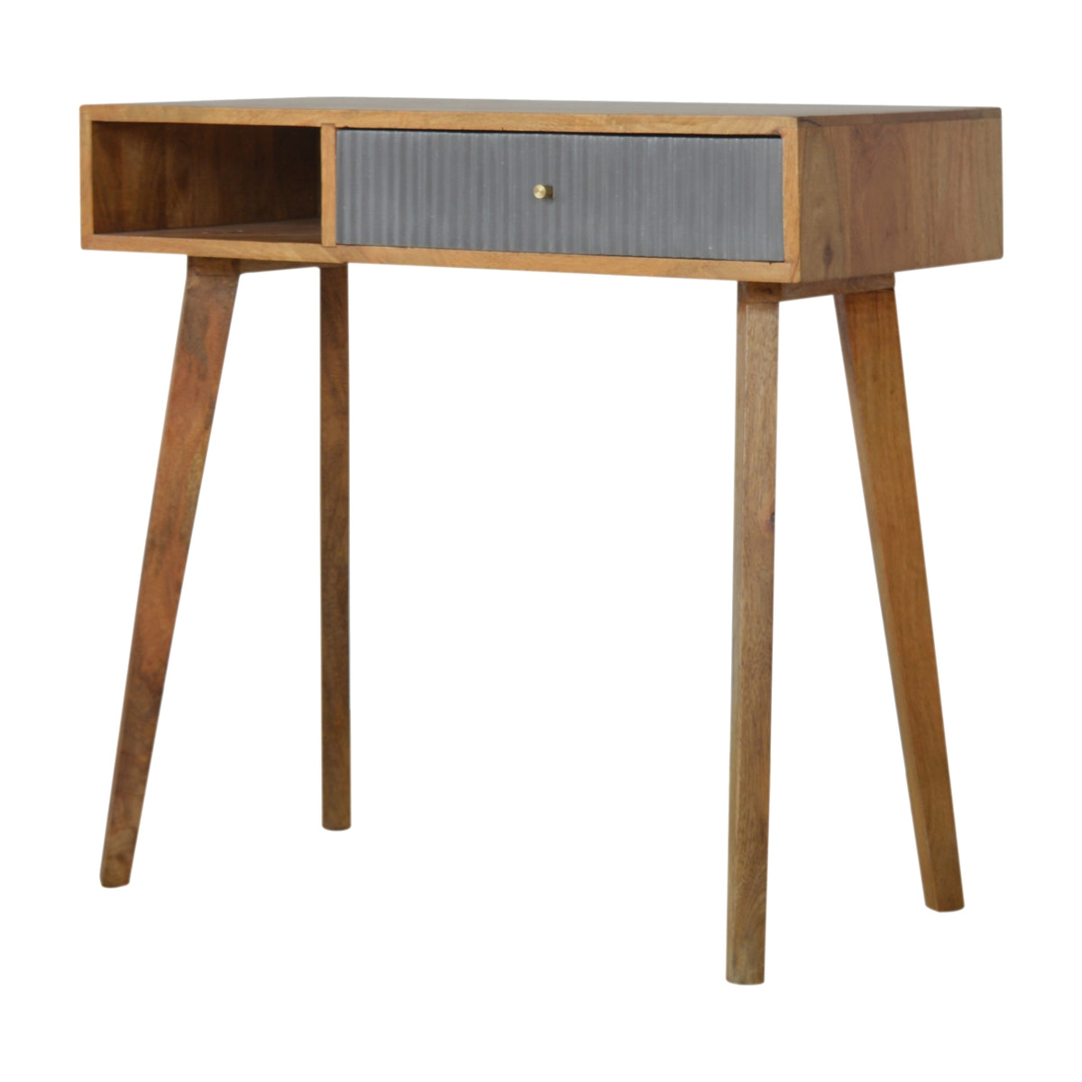 Grey Line Carved Writing Desk | Hand-Carved