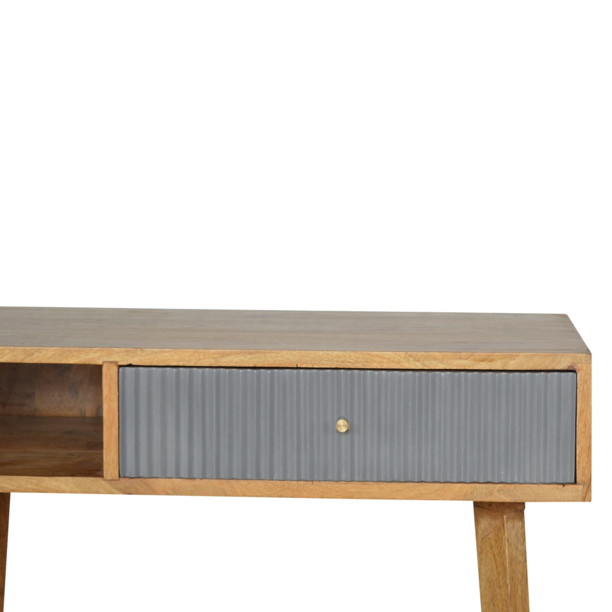 Grey Line Carved Writing Desk | Hand-Carved