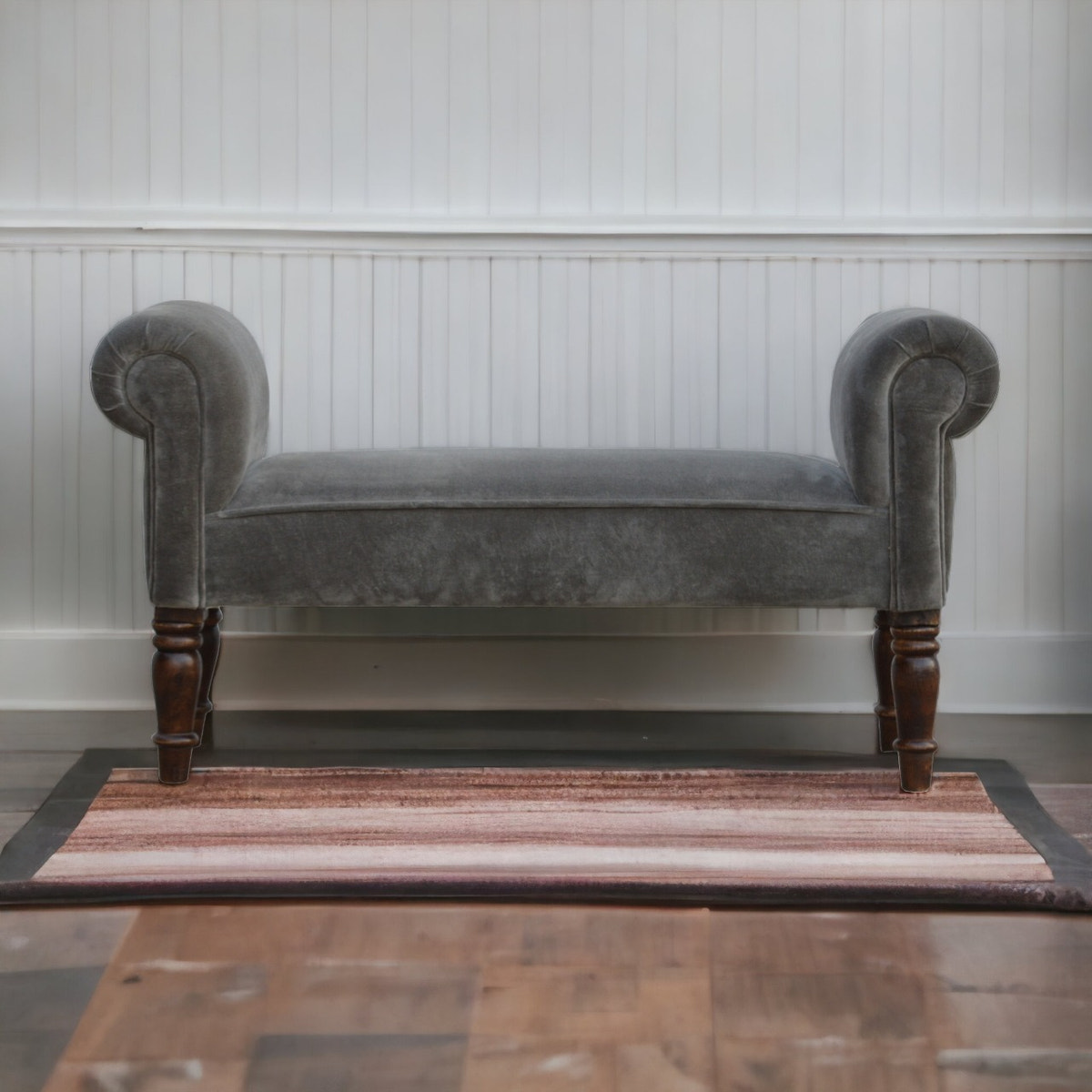 Grey Velvet Bench | Cotton Velvet