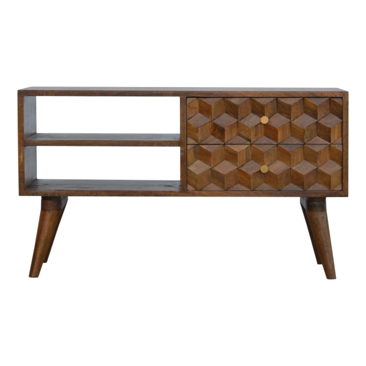 Chestnut Cube Carve Chest of Drawers