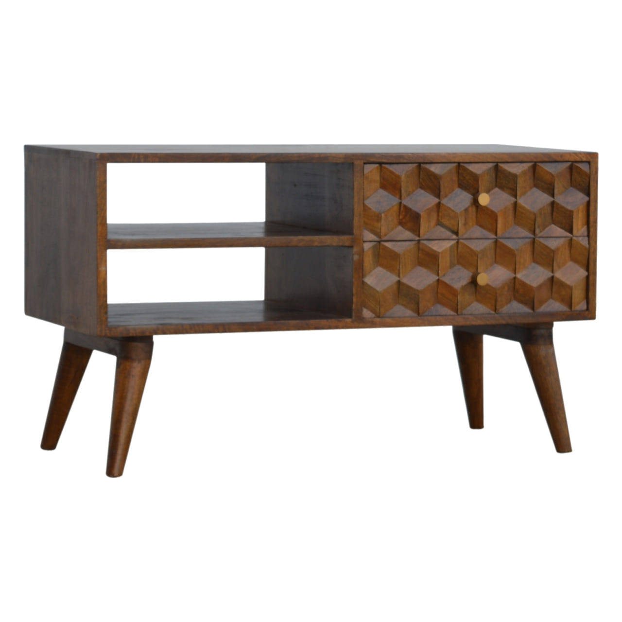 Chestnut Cube Carve Chest of Drawers