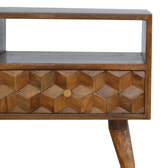 Chestnut Cube Carved TV Unit Chest of Drawers | Hand-Carved