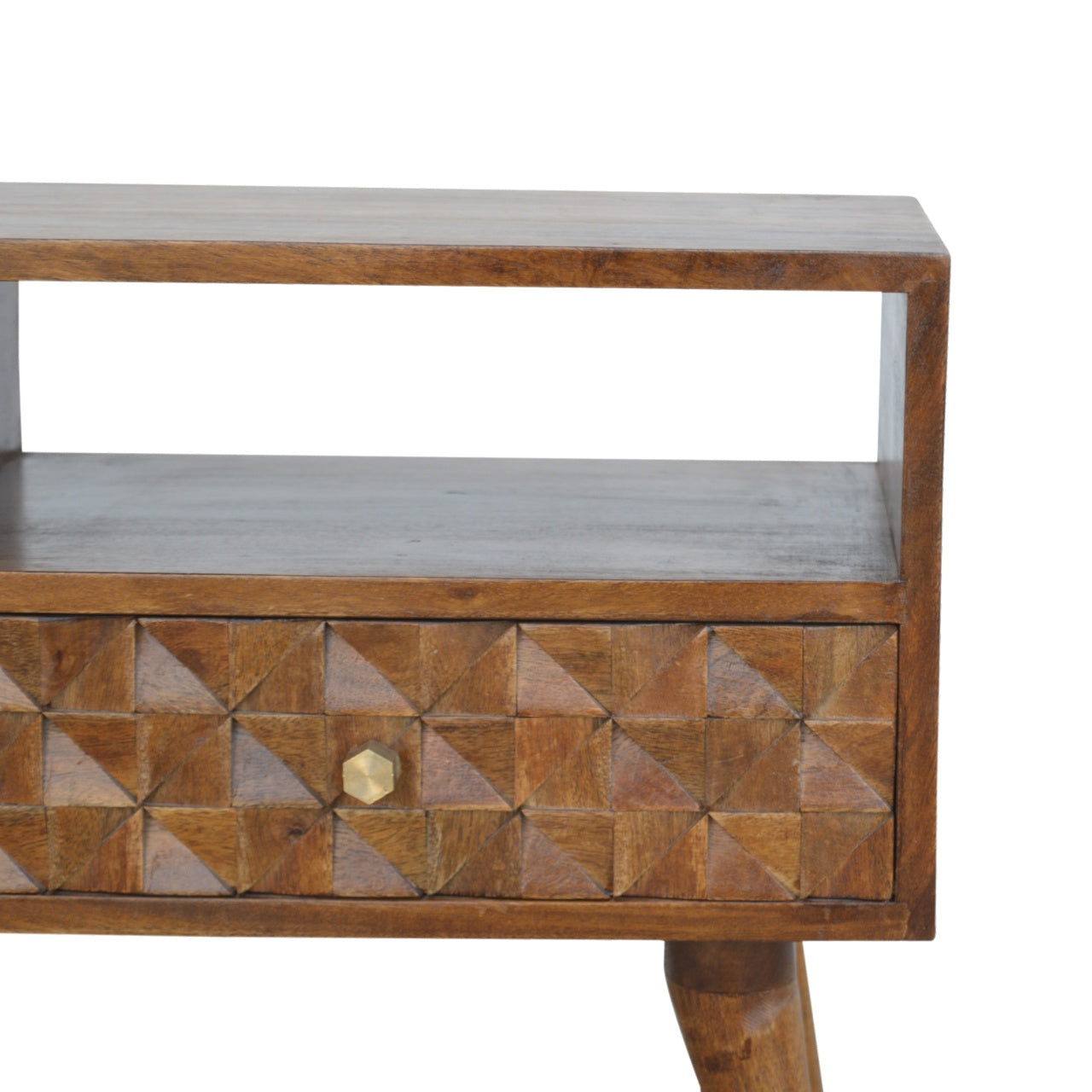 Chestnut Diamond Carved TV Unit Chest of Drawers | Hand-Carved
