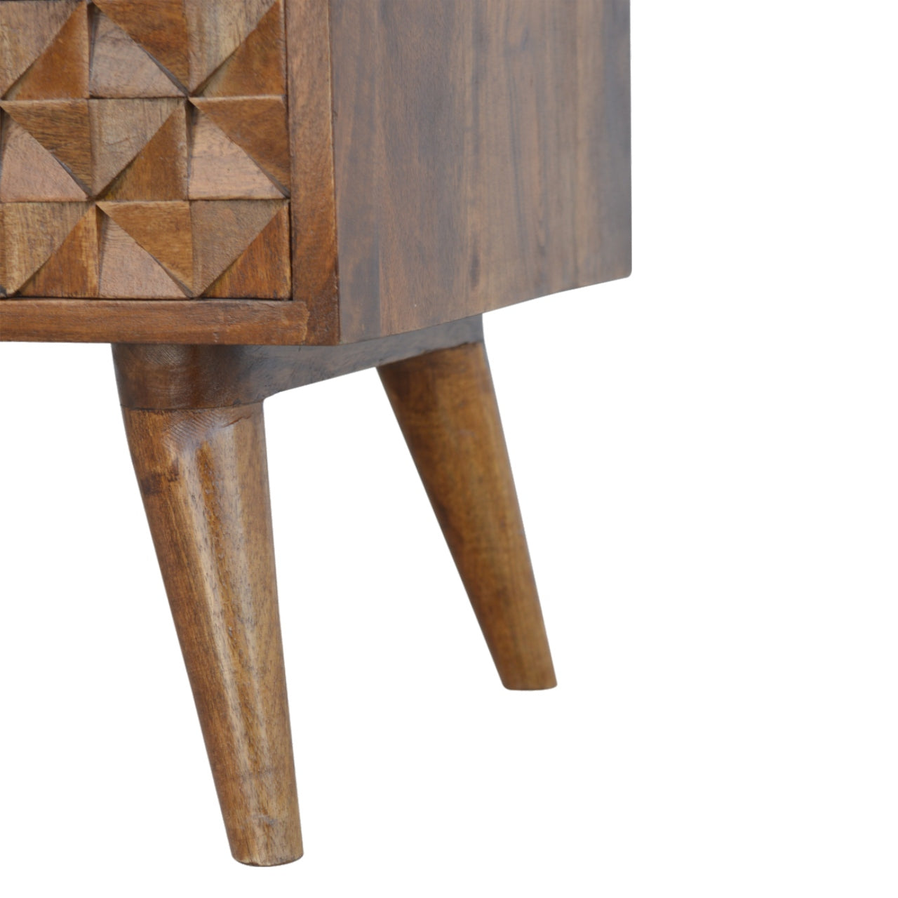 Chestnut Diamond Carved TV Unit Chest of Drawers | Hand-Carved