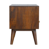 Chestnut Diamond Carved TV Unit Chest of Drawers | Hand-Carved