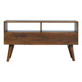 Chestnut Diamond Carved TV Unit Chest of Drawers | Hand-Carved