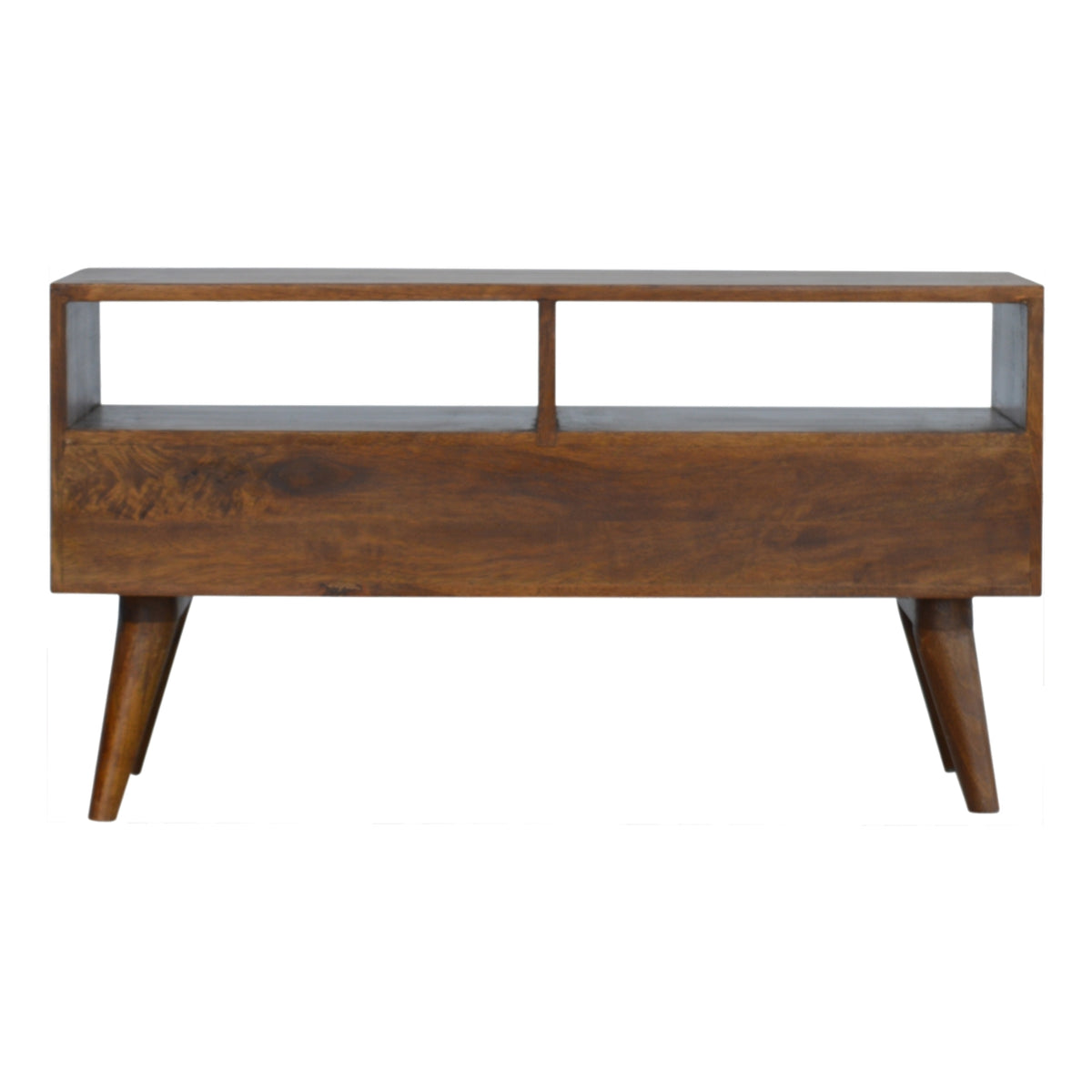 Chestnut Diamond Carved TV Unit Chest of Drawers | Hand-Carved