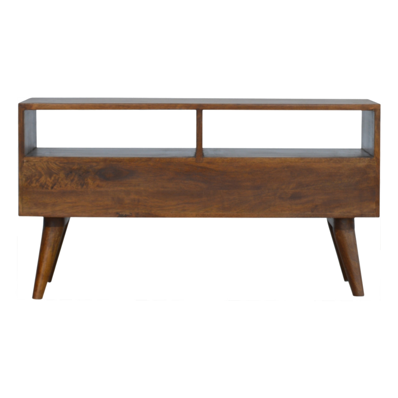 Chestnut Diamond Carved TV Unit Chest of Drawers | Hand-Carved
