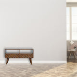 Chestnut Diamond Carved TV Unit Chest of Drawers | Hand-Carved