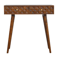 Chestnut Diamond Carve Console Chest of Drawers