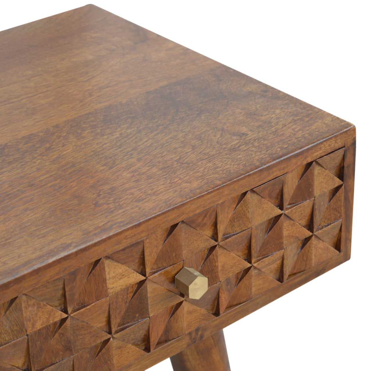 Chestnut Diamond Carve Console Chest of Drawers | Hand-Carved