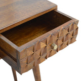 Chestnut Diamond Carve Console Chest of Drawers | Hand-Carved