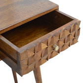 Chestnut Diamond Carve Console Chest of Drawers | Hand-Carved
