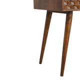 Chestnut Diamond Carve Console Chest of Drawers | Hand-Carved