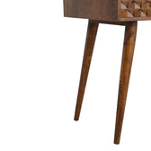 Chestnut Diamond Carve Console Chest of Drawers | Hand-Carved