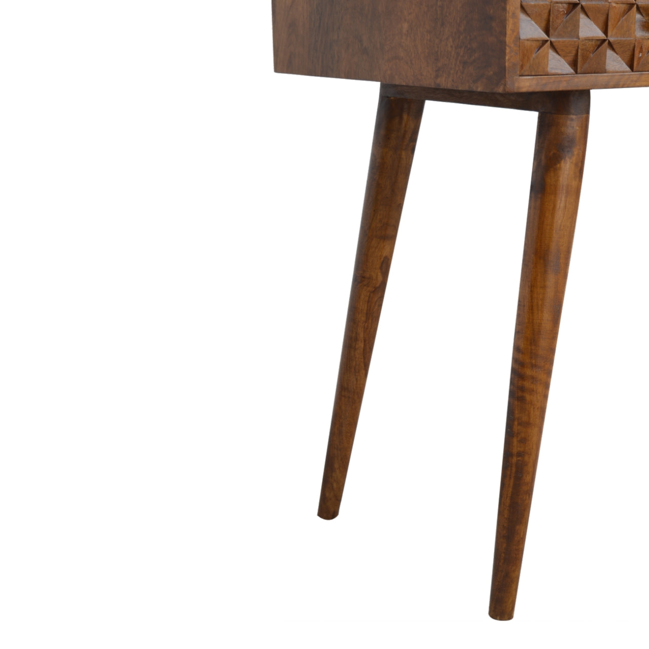 Chestnut Diamond Carve Console Chest of Drawers | Hand-Carved
