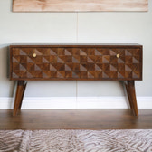 Chestnut Diamond Storage Bench | Hand-Carved