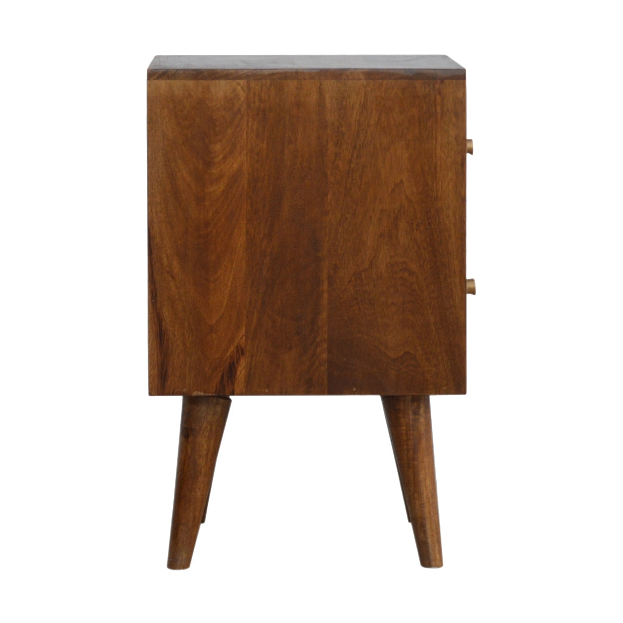 Diamond Carved Chestnut Bedside Table | Hand-Carved