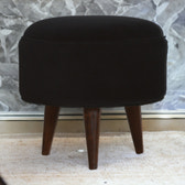 Black Velvet Nordic Style Footstool | Cotton Velvet