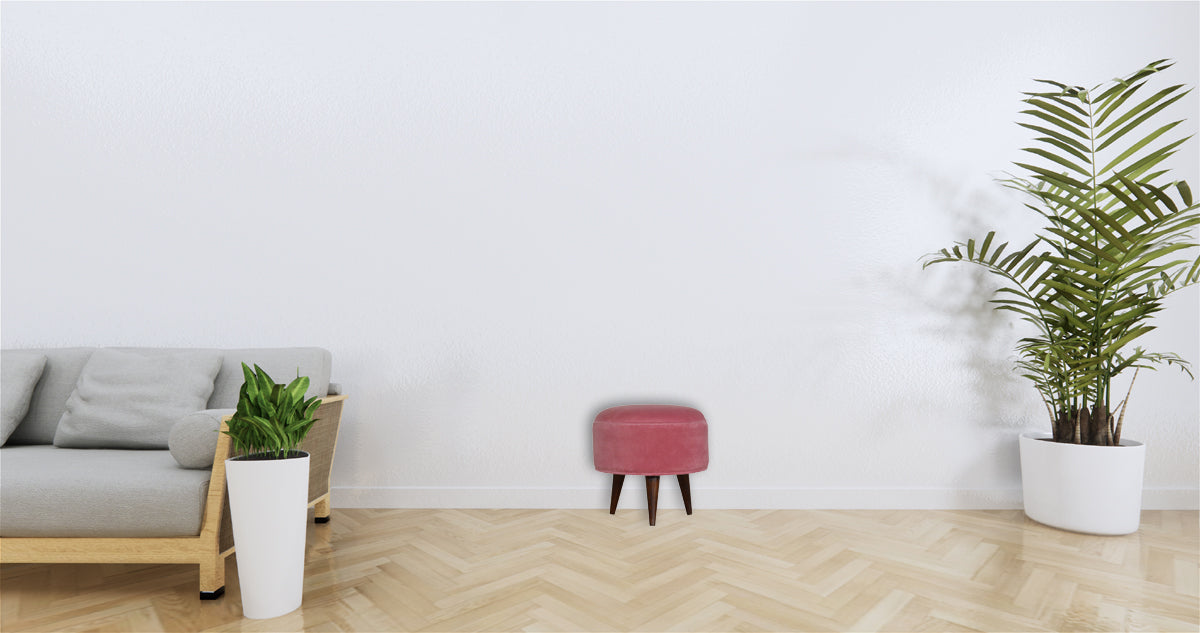 Pink Velvet Nordic Style Footstool | Cotton Velvet