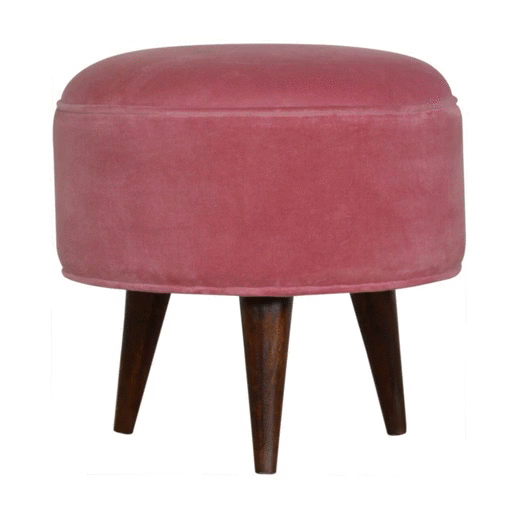 Pink Velvet Nordic Style Footstool | Cotton Velvet