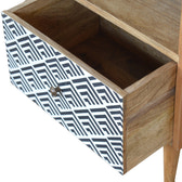 Mono Print Bedside with Open Slot Bedside Table | Oak-Ish Mango Wood