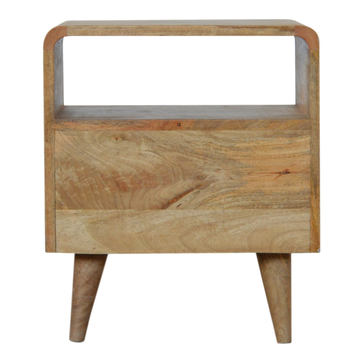 Mono Print Bedside with Open Slot Bedside Table | Oak-Ish Mango Wood