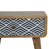 Monochrome Print Bedside Table | Oak-Ish Solid Mango Wood
