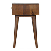 Gold Art Pattern Bedside Table | Chestnut Solid Mango Wood