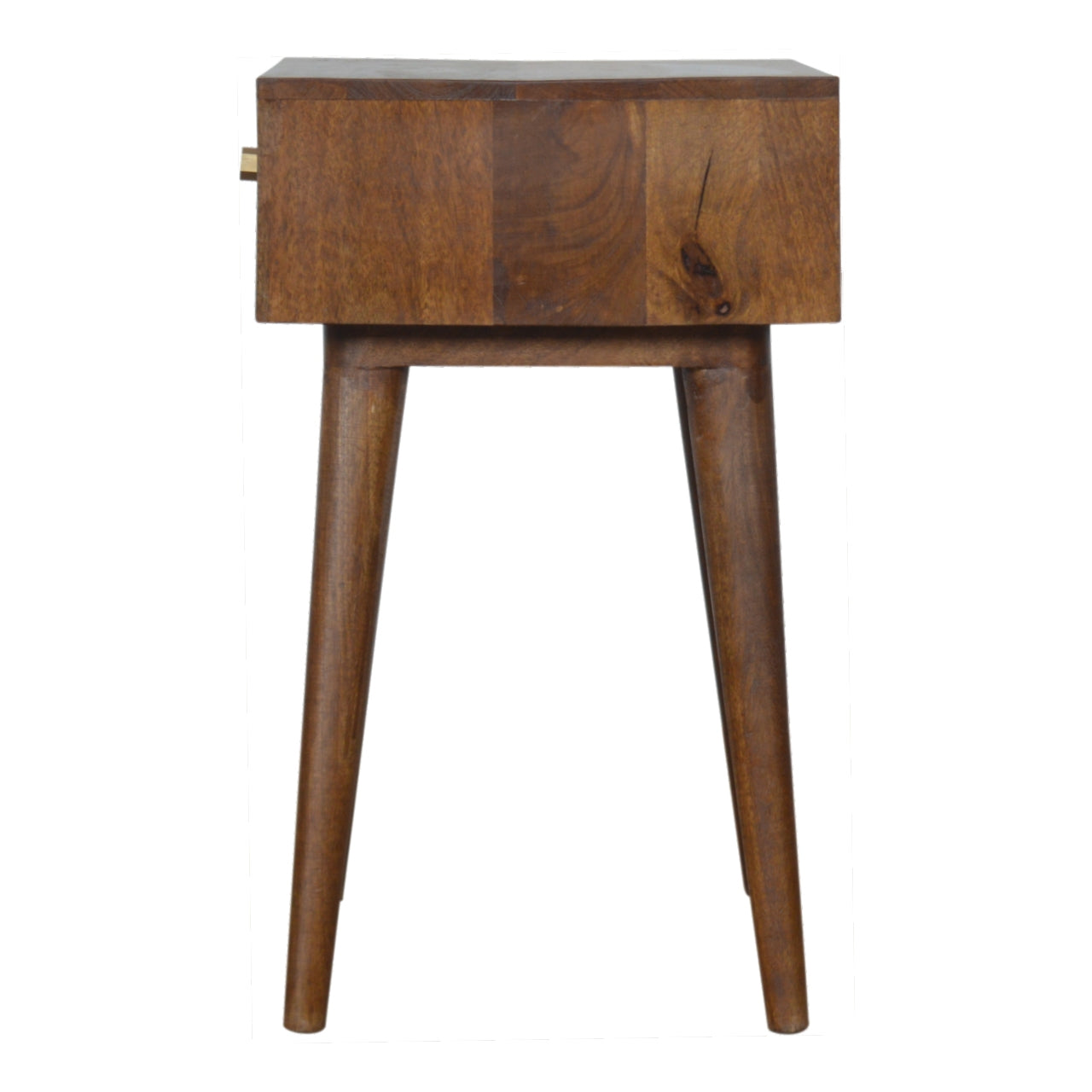 Gold Art Pattern Bedside Table | Chestnut Solid Mango Wood