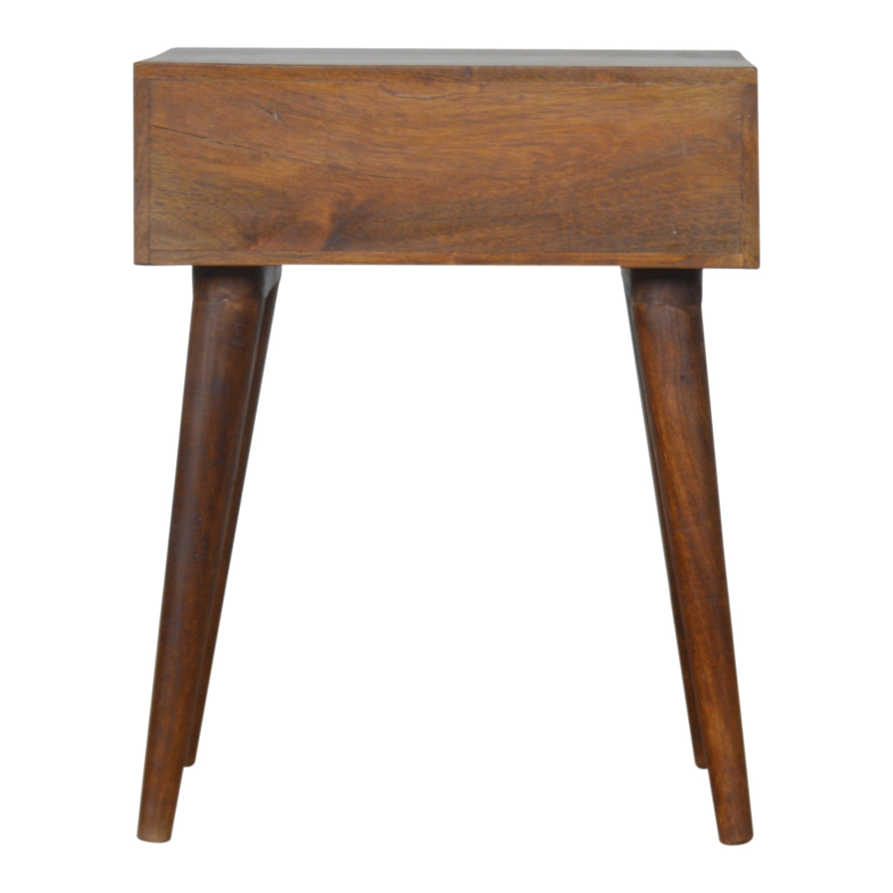 Gold Art Pattern Bedside Table | Chestnut Solid Mango Wood