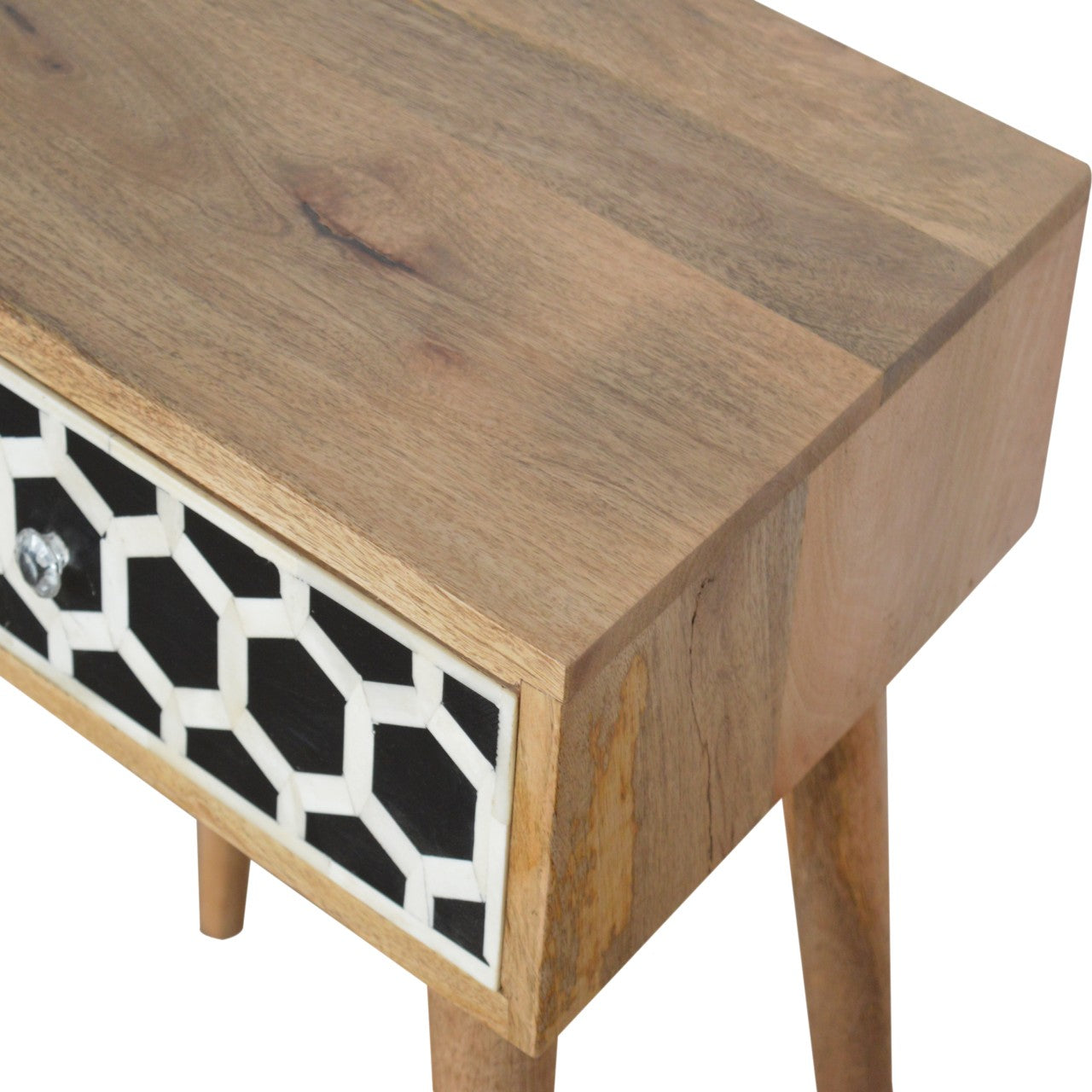 Bone Inlay Bedside Table | Oak Mango Wood