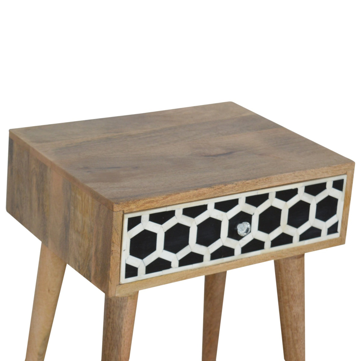 Bone Inlay Bedside Table | Oak Mango Wood