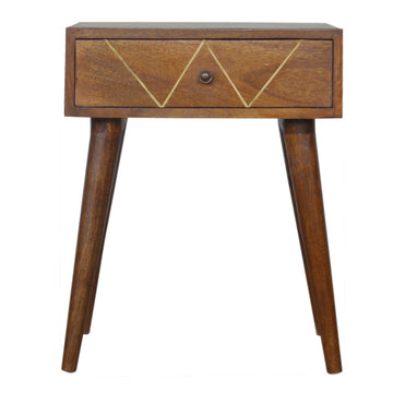 Geometric Brass Inlay Bedside Table