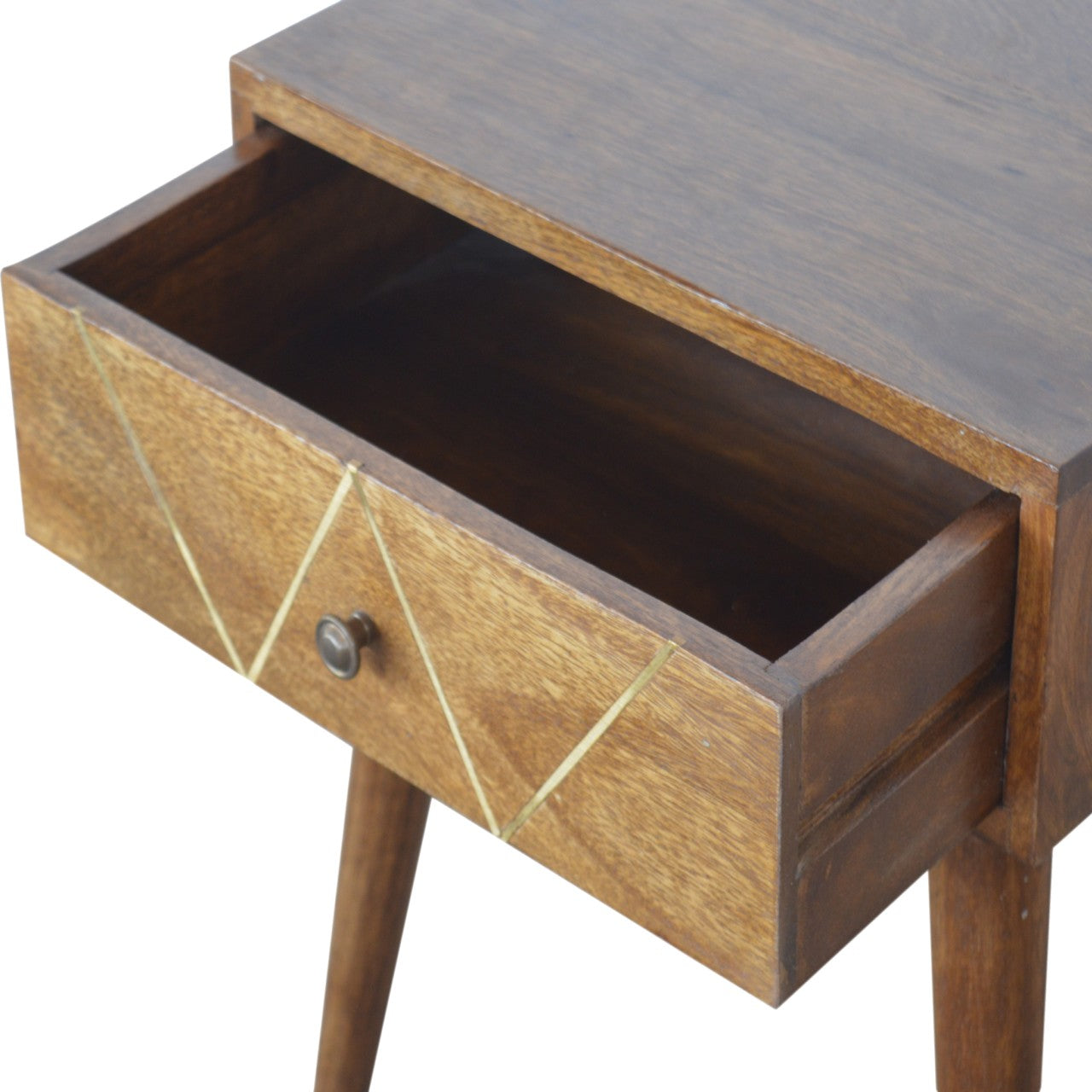 Geometric Brass Inlay Bedside Table