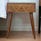 Geometric Brass Inlay Bedside Table