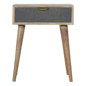 Grey Tweed Bedside Table