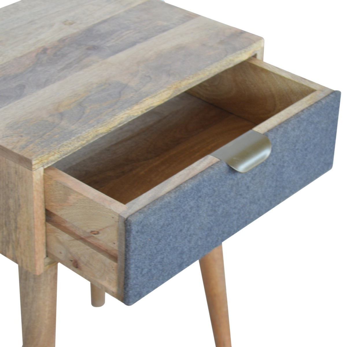 Grey Tweed Bedside Table