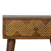 Brass Inlay Chevron Bedside Table